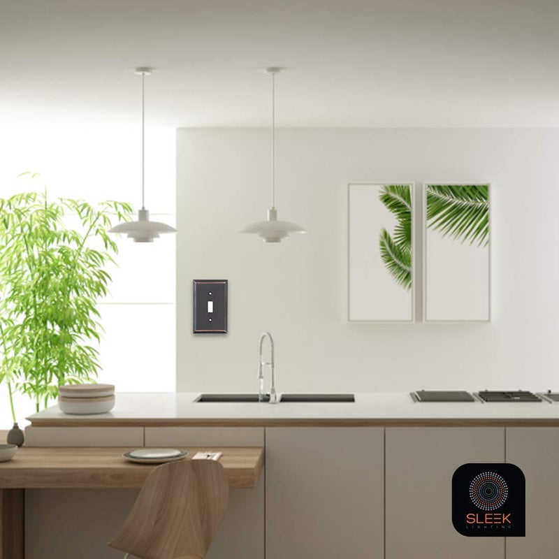 SLEEKLIGHTING Oil Rubbed Bronze Outlet Covers and Switch Plates-Decorative Wall Plate Light Switch Cover Flat -Variety of Styles: Decorator/Duplex/Toggle / & Combo-Size: 1 Gang Toggle (4Pack) - Image 4